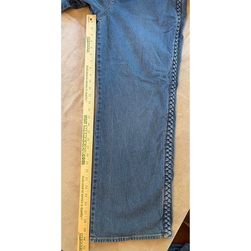 Old Navy Sky-Hi Wide Leg Jeans Braided Side Seam Extra High Rise Blue 18 - Picture 3 of 7